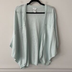 J Jill Pure Short Sleeve Cocoon Cardigan Pastel Blue XL Boho Coquette Slouchy